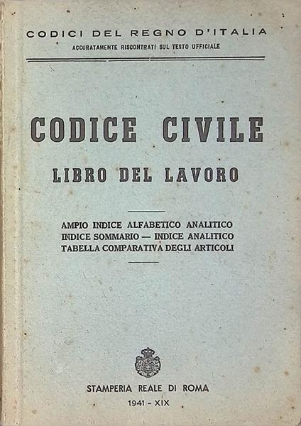 Codice civile. Libro del lavoro - copertina