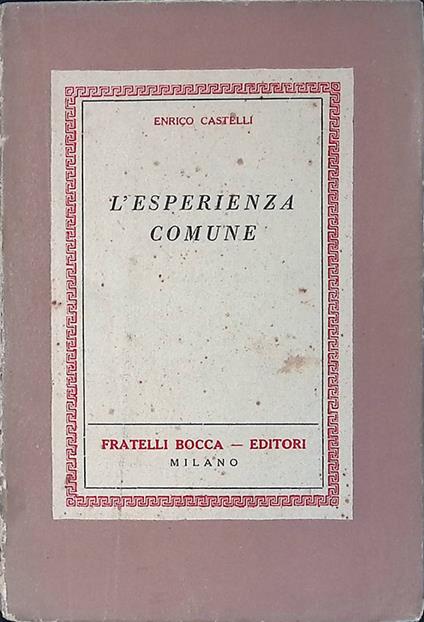 L' esperienza comune - Enrico Castelli - copertina