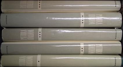 Pittura italiana. Vol. I. Medioevo romanico e gotico, Vol. II. Il Quattrocento, Vol. III. Il Cinquecento, Vol. IV. Dal Seicento all' Ottocento, Vol. V. Il Novecento. CINQUE VOLUMI - copertina