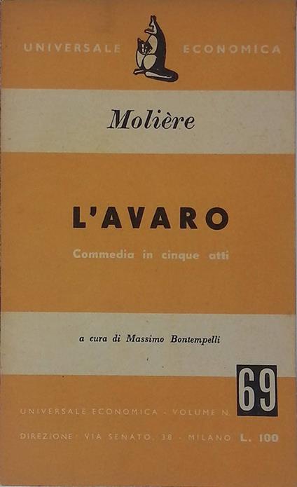 L' avaro. Commedia in cinque atti - Molière - copertina