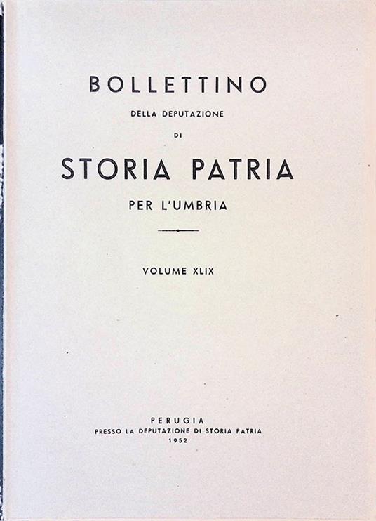 Bollettino della Deputazione di Storia Patria per l'Umbria. Volume XLIX - copertina