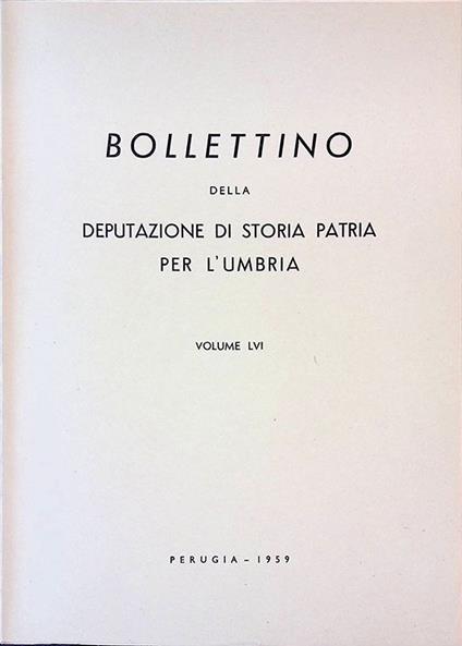 Bollettino della Deputazione di Storia Patria per l'Umbria. Volume LVI - copertina