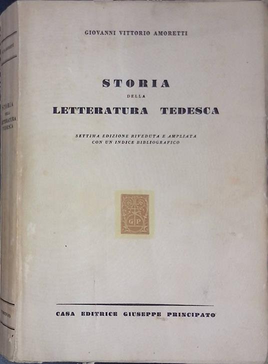 Storia della letteratura tedesca - Giovanni Vittorio Amoretti - copertina