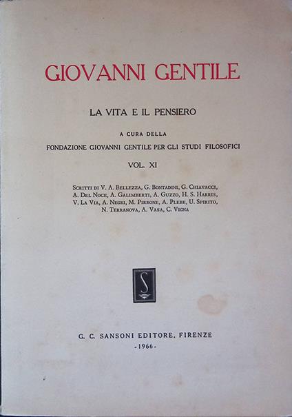 La vita e il pensiero. Vol. XI - Giovanni Gentile - copertina