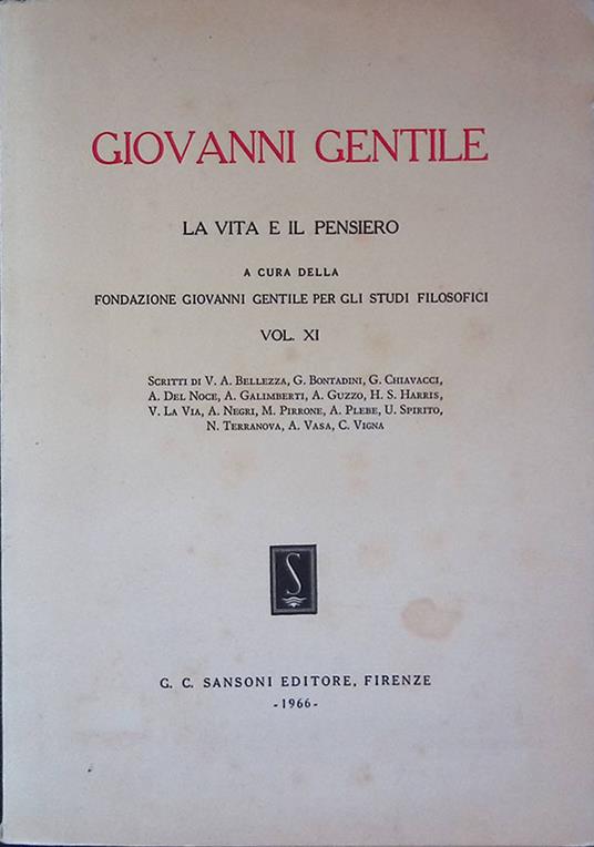 La vita e il pensiero. Vol. XI - Giovanni Gentile - copertina
