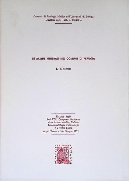 Le acque minerali nel comune di Perugia - L. Messini - copertina