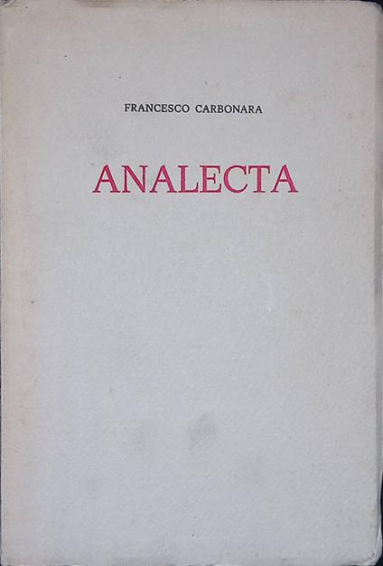 Analecta - Francesco Carbonara - copertina