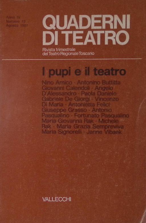 Quaderni di teatro. I pupi e il teatro (anno IV n° 13) - copertina