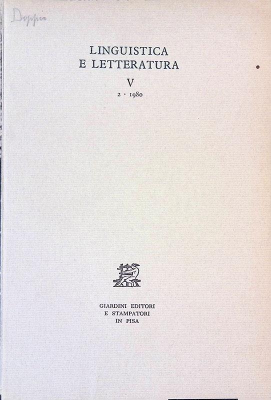 Linguistica e letteratura V. 2-1980