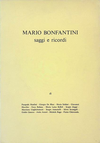 Mario Bonfantini. Saggi e ricordi - copertina