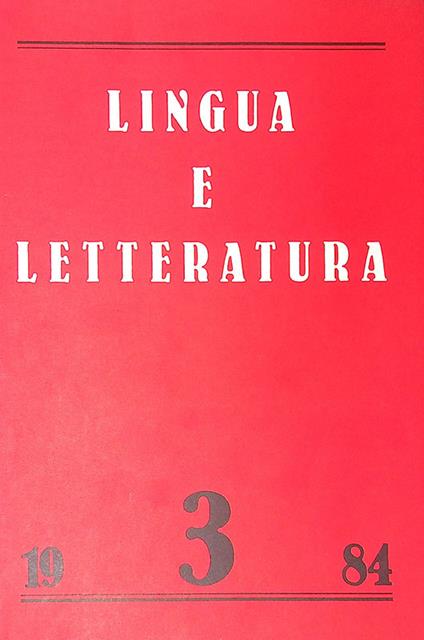 Lingua e letteratura. N. 3, 1984 - Carlo Bo - copertina