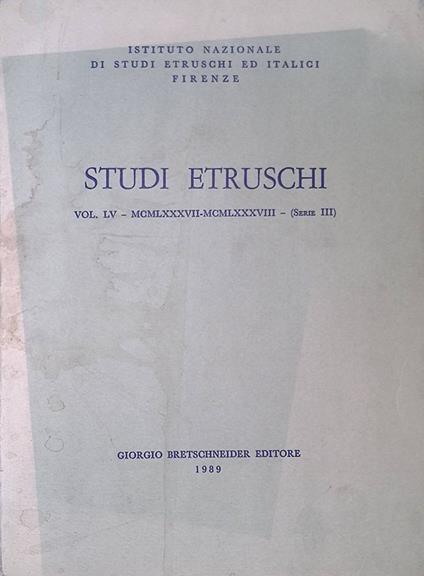 Studi Etruschi. Vol LV - MCMLXXXVII-MCMLXXXVIII - Serie III - copertina