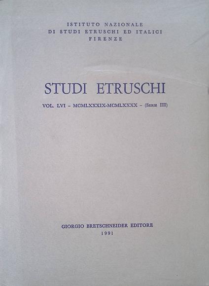 Studi Etruschi. Vol LVI - MCMLXXXIX-MCMLXXXX - Serie III - copertina