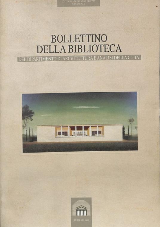 Bollettino della biblioteca del dipartimento di architettura e analisi della città. Febbraio 1993 - copertina