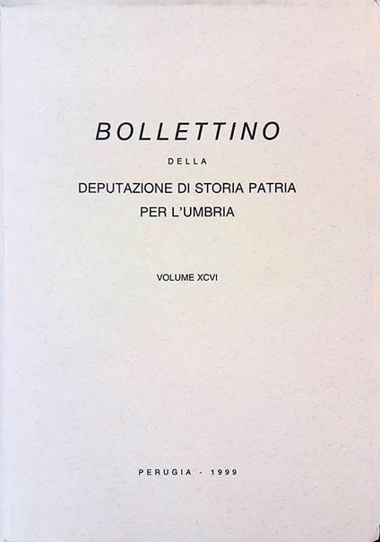 Bollettino della Deputazione di Storia Patria per l'Umbria. Volume XCVI - copertina