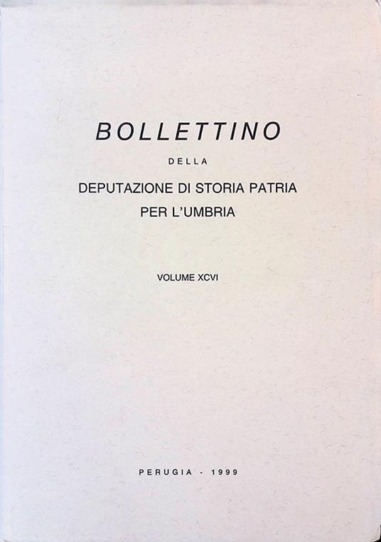 Bollettino della Deputazione di Storia Patria per l'Umbria. Volume XCVI - copertina