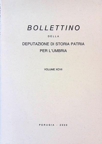 Bollettino della Deputazione di Storia Patria per l'Umbria. Volume XCVII - copertina