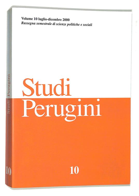 Studi perugini. Rassegna semestrale di scienze politiche e sociali. Volume 10 luglio-dicembre 2000 - copertina