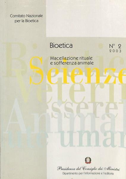 Bioteca. Macellazione rituale e sofferenza animale. 19 settembre 1993 - copertina