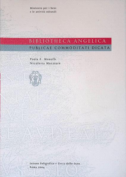Bibliotheca Angelica Publicae commoditati dicata - copertina
