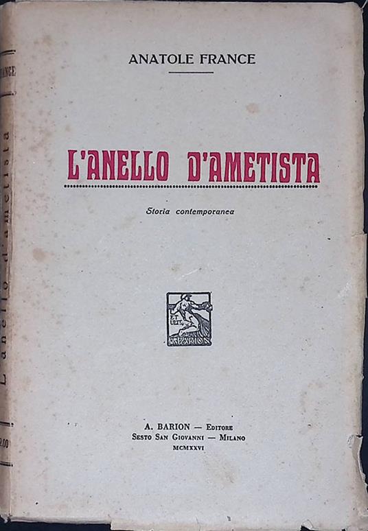 L' anello d'ametista - Anatole France - copertina