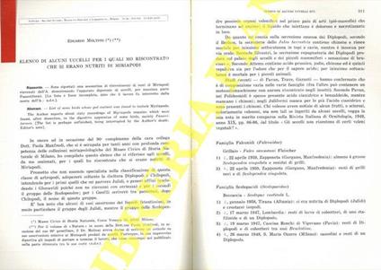 Elenco di alcuni uccelli per i quali ho riscontrato che si erano nutridi di Miriapodi - Edgardo Moltoni - copertina