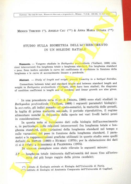 Studio sulla biometria dell'accrescimento in un soleide batiale