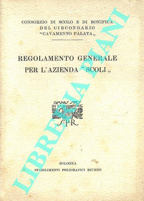 Regolamento generale per l'Azienda "Scoli" - copertina