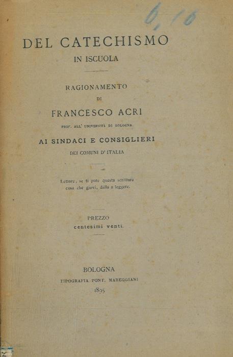 Del catechismo in iscuola - Francesco Acri - copertina