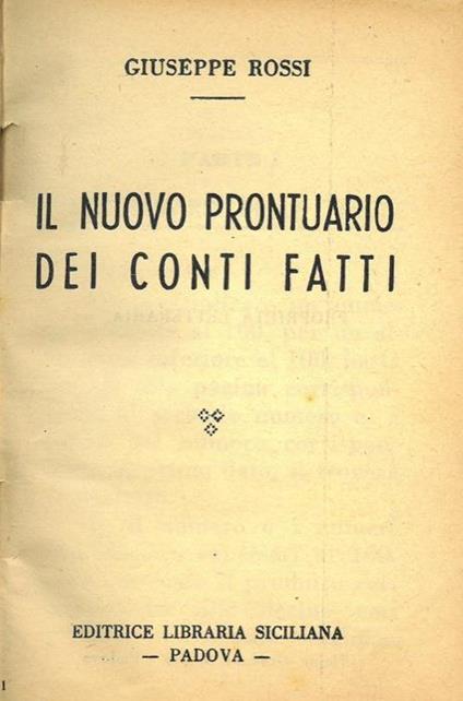 Il nuovo prontuario dei conti fatti - Giuseppe Rossi - copertina