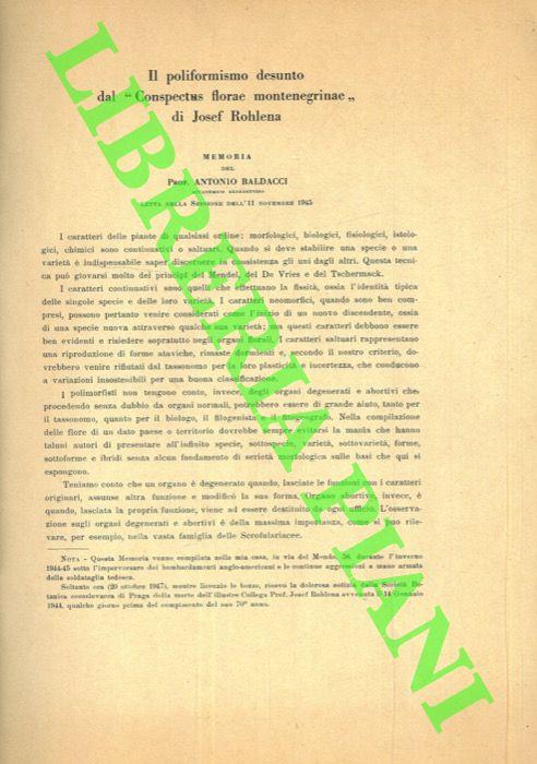 Il poliformismo desunto dal "Conspectus Florae Montenegrinae" di Josef Rohlena