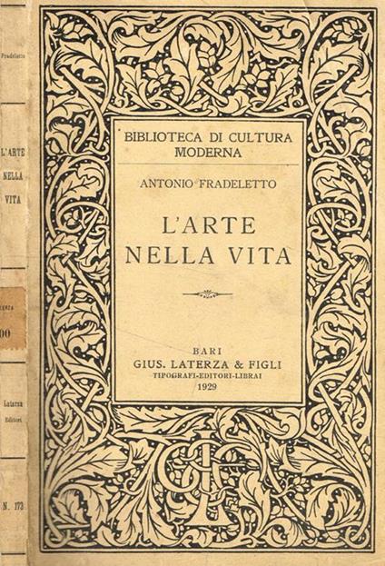 L' arte nella vita - Antonio Fradeletto - copertina
