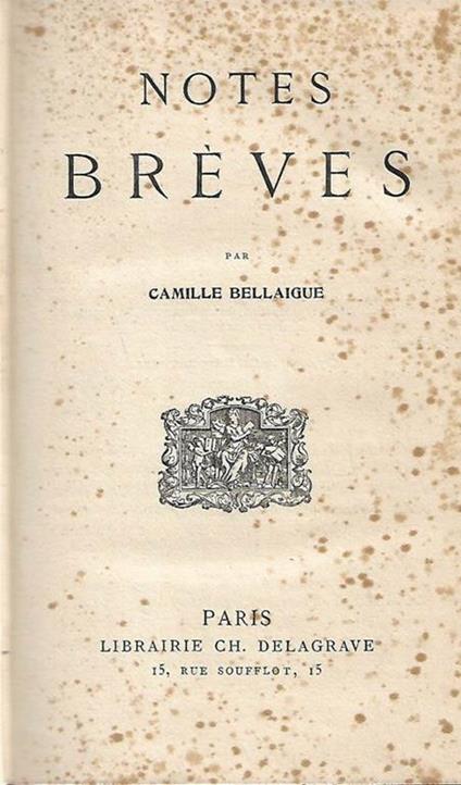 Notes brèves - Camille Bellaigue - copertina
