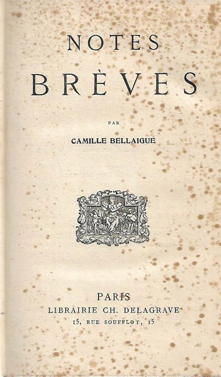 Notes brèves - Camille Bellaigue - copertina