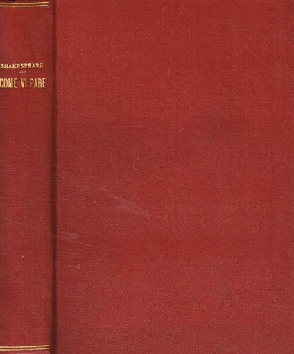 Come vi pare - William Shakespeare - copertina