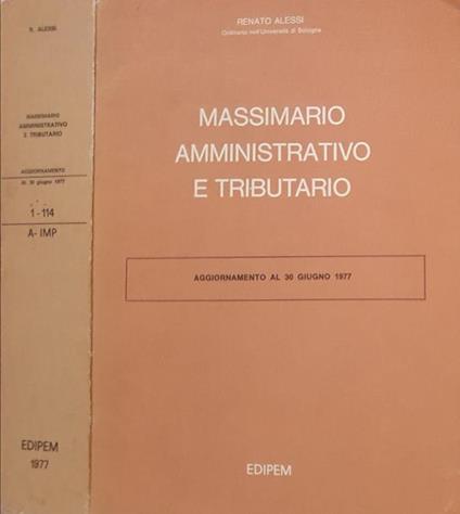 Massimario Amministrativo e Tributario - Renato Alessi - copertina