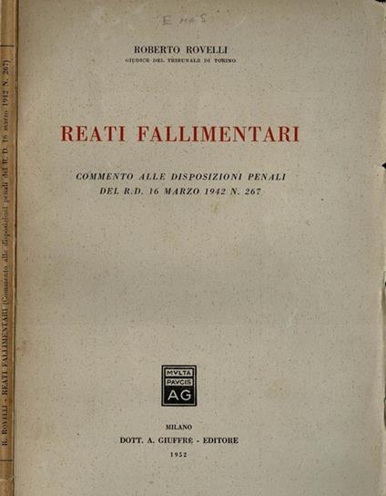 Reati fallimentari - Roberto Rovelli - copertina