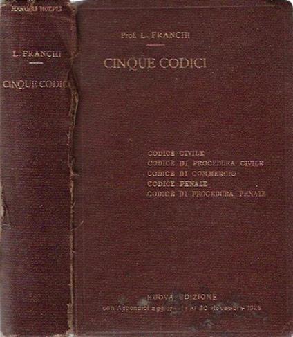 Cinque codici - L. Franchi - copertina