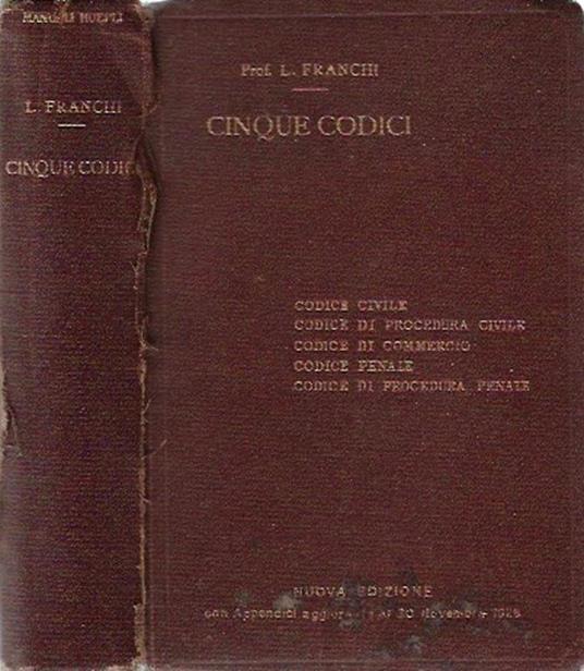 Cinque codici - L. Franchi - copertina