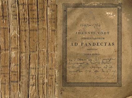 Commentarium ad pandectaslibri quinquaginta vol.I, II, III, V, VI, VII - Joannis Voet - copertina