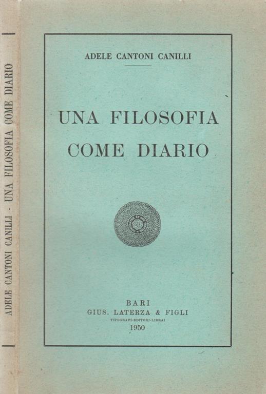 Una filosofia come diario - Adele Canilli - copertina
