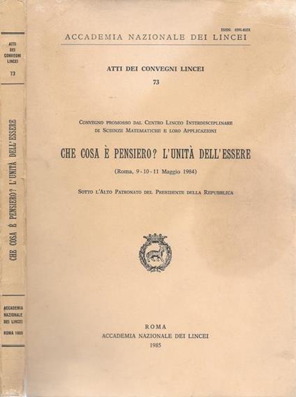 Che cosa è pensiero? L'unità dell'essere - copertina