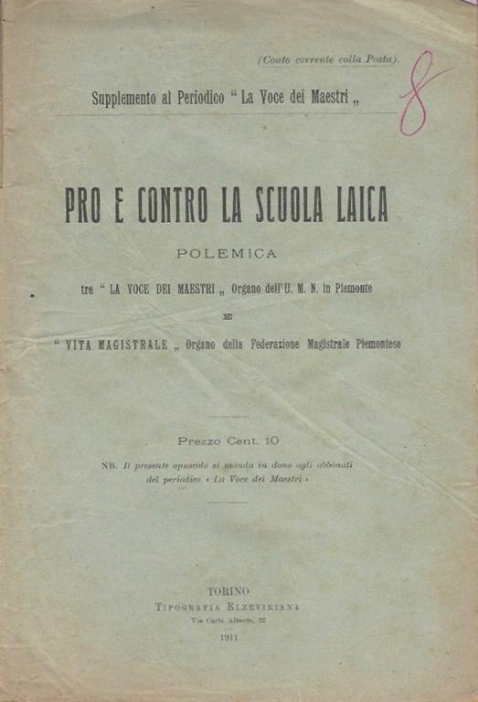 Pro e contro la scuola laica - copertina