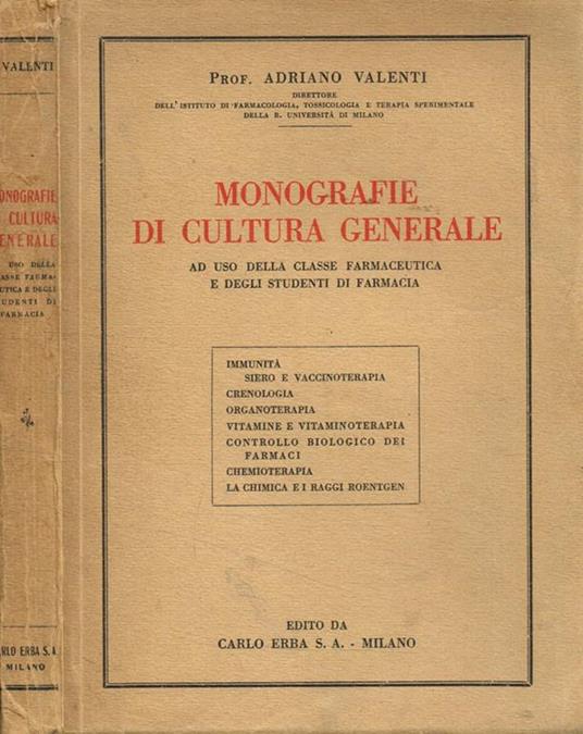 Monografie di cultura generale - Adriano Valenti - copertina