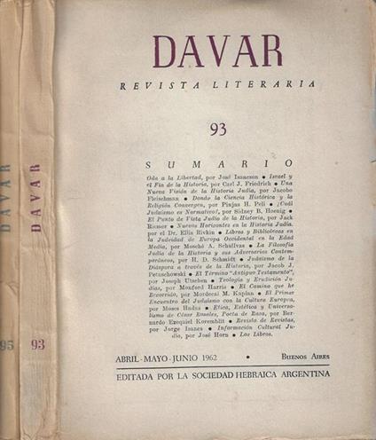 Davar N. 93, 95 Anno 1962 - copertina