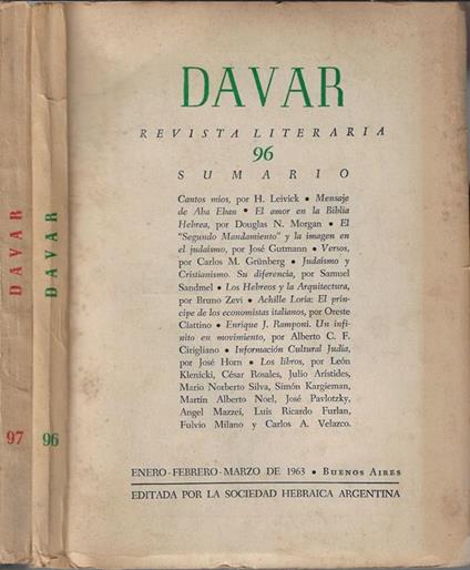 Davar N. 96, 97 Anno 1963 - copertina