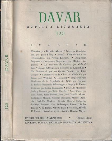 Davar N. 120 Anno 1969 - copertina