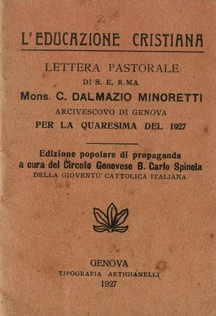 Lettera Pastorale per la Quaresima del 1927 - copertina
