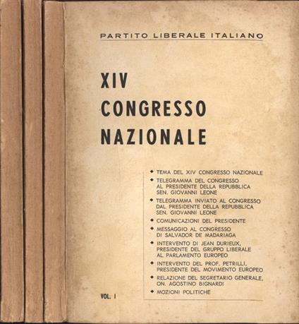 Xiv Congresso Nazionale Vol. I - Ii - Iii - copertina