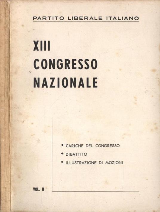 Xiii Congresso Nazionale Vol. Ii - copertina